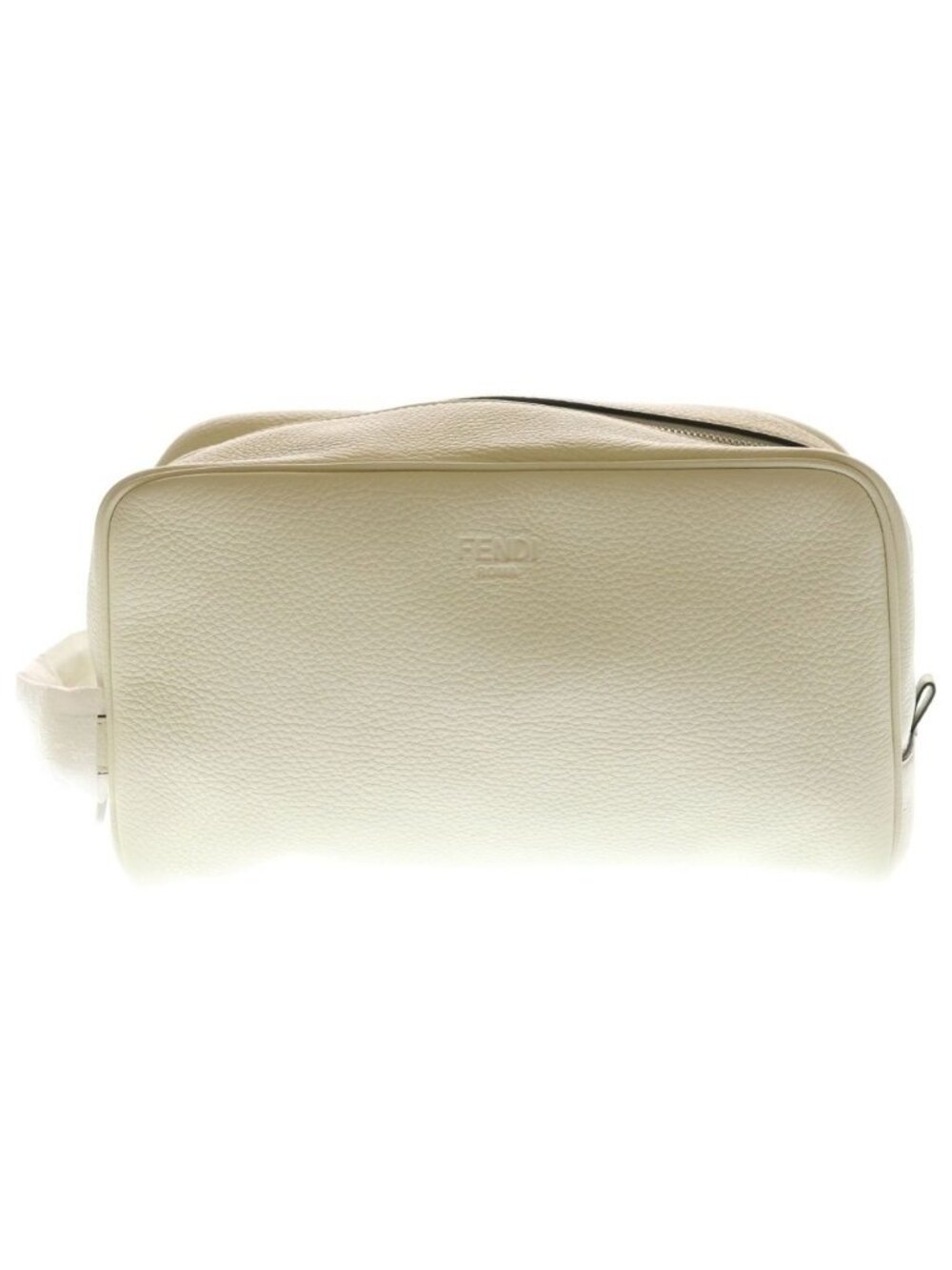 Fendi Secondbag Pouch White Leather Silver